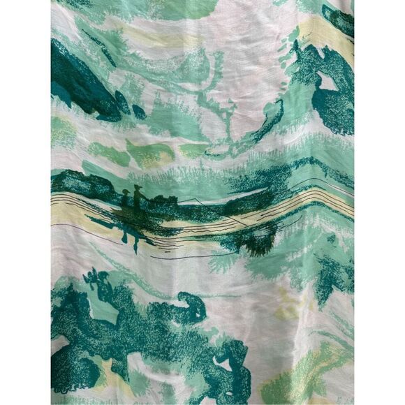 Vera Green White Outdoor Fisherman and Dog Print Silk Square Scarf - Picture 3 of 7